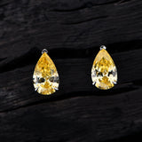 925 Silver Citrine Diamond Ear Stud Earrings