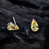 925 Silver Citrine Diamond Ear Stud Earrings
