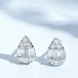 925 Silver Diamond Stud Earrings 18K Plated