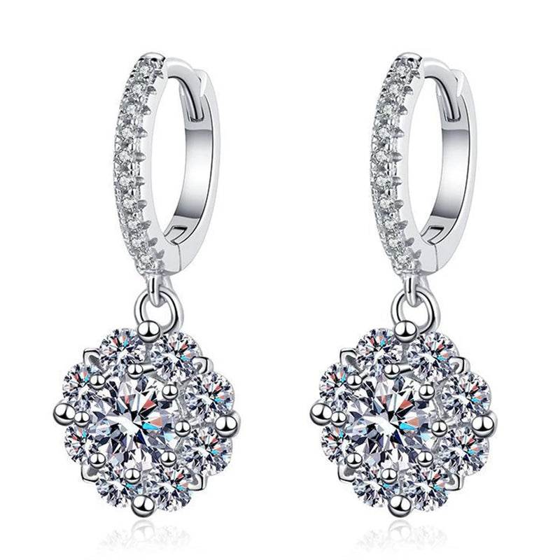 925 Silver Dangle Earrings with 0.5CT Diamonds Zircon