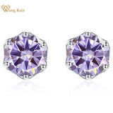 925 Silver 2CT Purple Moissanite Wedding Studs Earrings