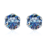 925 Silver 2CT Purple Moissanite Wedding Studs Earrings