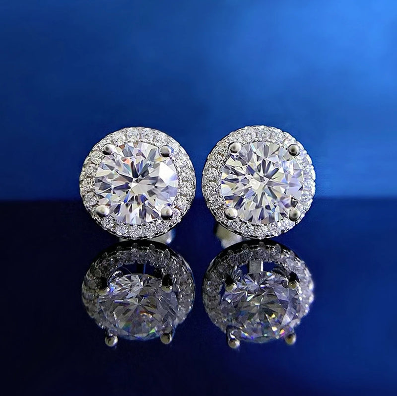 925 Silver Diamond Studs Earrings Wedding Jewelry
