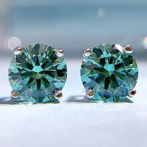925 Silver Diamond Gemstone 18K Plated Studs Earrings