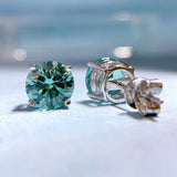 925 Silver Diamond Gemstone 18K Plated Studs Earrings