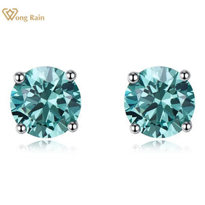 925 Silver Diamond Gemstone 18K Plated Studs Earrings
