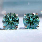 925 Silver Diamond Gemstone 18K Plated Studs Earrings