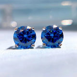 925 Silver Diamond Gemstone 18K Plated Studs Earrings