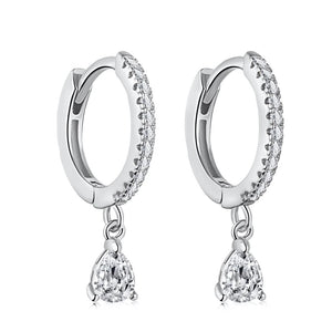925 Silver Pear Diamonds Gemstone Drop Earrings