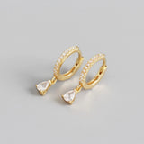 925 Silver Pear Diamonds Gemstone Drop Earrings