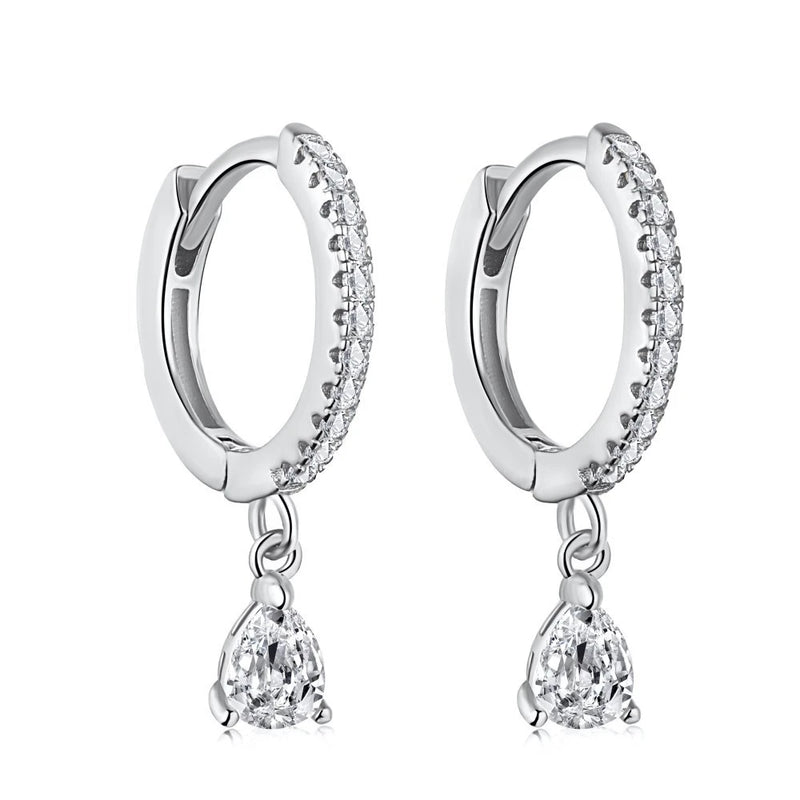 925 Silver Pear Diamonds Gemstone Drop Earrings