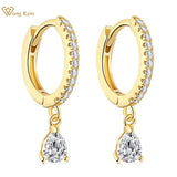 925 Silver Pear Diamonds Gemstone Drop Earrings
