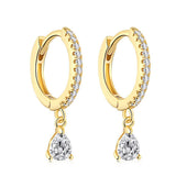 925 Silver Pear Diamonds Gemstone Drop Earrings