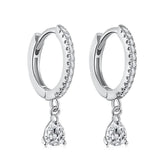 925 Silver Pear Diamonds Gemstone Drop Earrings