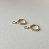 925 Silver Pear Diamonds Gemstone Drop Earrings