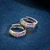 925 Sterling Silver Sapphire Diamond Hoop Earrings