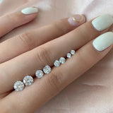 925 Silver High Carbon Diamond Stud Earrings 3-6MM Round Gemstone Jewelry