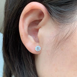 925 Silver High Carbon Diamond Stud Earrings 3-6MM Round Gemstone Jewelry