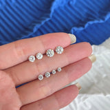 925 Silver High Carbon Diamond Stud Earrings 3-6MM Round Gemstone Jewelry