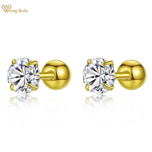 925 Silver High Carbon Diamond Stud Earrings 3-6MM Round Gemstone Jewelry
