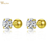 925 Silver High Carbon Diamond Stud Earrings 3-6MM Round Gemstone Jewelry