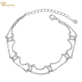 18K Plated 925 SS Emerald Cut 4*6MM Sapphire Charm Bracelet