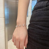 18K Plated 925 SS Emerald Cut 4*6MM Sapphire Charm Bracelet