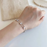 18K Plated 925 SS Emerald Cut 4*6MM Sapphire Charm Bracelet