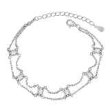18K Plated 925 SS Emerald Cut 4*6MM Sapphire Charm Bracelet