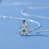 Vintage Emerald Diamond Pendant Necklace 18K Plated 925 Sterling Silver Jewelry