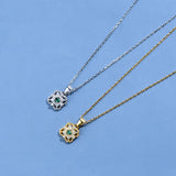 Vintage Emerald Diamond Pendant Necklace 18K Plated 925 Sterling Silver Jewelry
