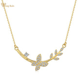 Butterfly Pendant Necklace 18K Plated Silver Diamond Gemstone