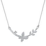 Butterfly Pendant Necklace 18K Plated Silver Diamond Gemstone