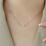 Butterfly Pendant Necklace 18K Plated Silver Diamond Gemstone