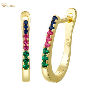 18K Plated 925 Silver Diamond Hoop Earrings Wedding Jewelry