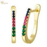 18K Plated 925 Silver Diamond Hoop Earrings Wedding Jewelry