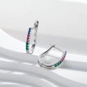 18K Plated 925 Silver Diamond Hoop Earrings Wedding Jewelry