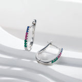 18K Plated 925 Silver Diamond Hoop Earrings Wedding Jewelry