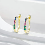 18K Plated 925 Silver Diamond Hoop Earrings Wedding Jewelry