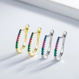 18K Plated 925 Silver Diamond Hoop Earrings Wedding Jewelry
