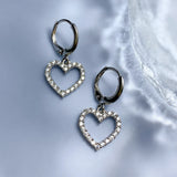 Heart Dangle Earrings 18K Plated 925 Sterling Silver Diamond Gemstone