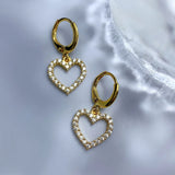 Heart Dangle Earrings 18K Plated 925 Sterling Silver Diamond Gemstone