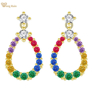 High Carbon Diamond Gemstone Pear Drop Dangle Earrings