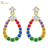 High Carbon Diamond Gemstone Pear Drop Dangle Earrings