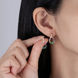 High Carbon Diamond Gemstone Pear Drop Dangle Earrings