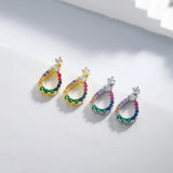 High Carbon Diamond Gemstone Pear Drop Dangle Earrings