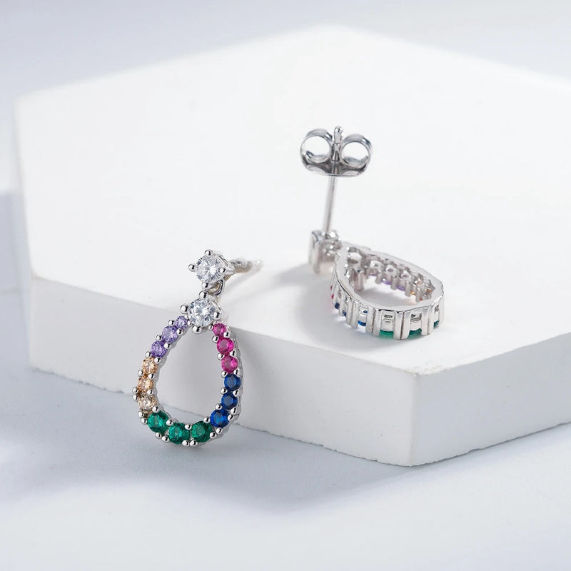 High Carbon Diamond Gemstone Pear Drop Dangle Earrings