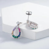 High Carbon Diamond Gemstone Pear Drop Dangle Earrings
