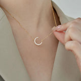 Moon Pendant Necklace 925 Sterling Silver High Carbon Diamond