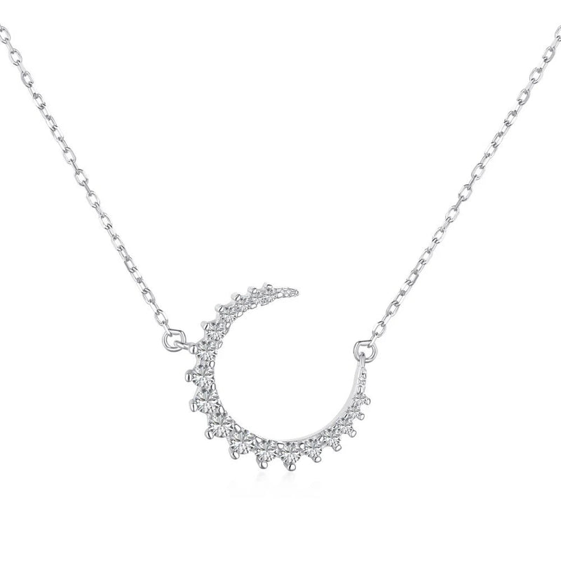 Moon Pendant Necklace 925 Sterling Silver High Carbon Diamond